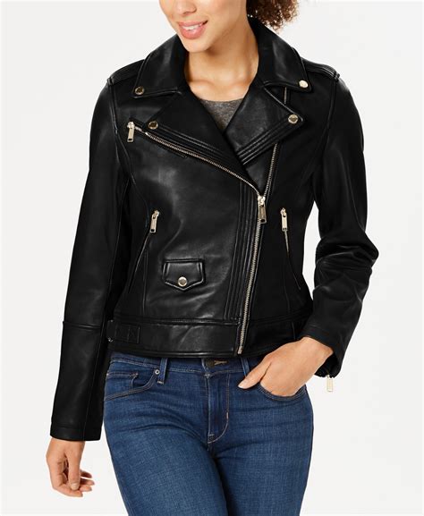 michael kors hooded leather motorcycle jacket|Michael Kors asymmetrical leather jacket.